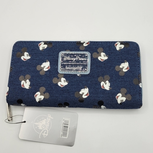 Loungefly Disney Mickey Face Denim Backpack & Wallet Bundle - Picture 7 of 10